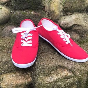 Easy A Red Fabric Sneakers